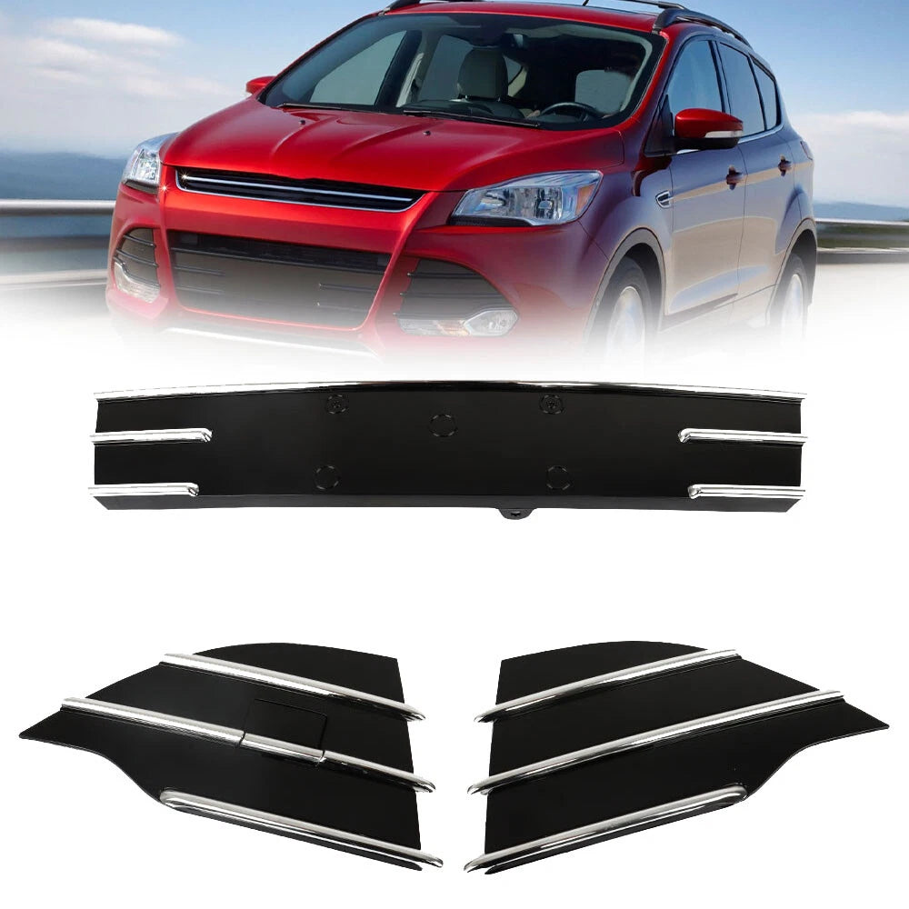 Set of 3 Front Bumper Grille Kit for Ford Escape (2013–2016) with Chrome Trim
