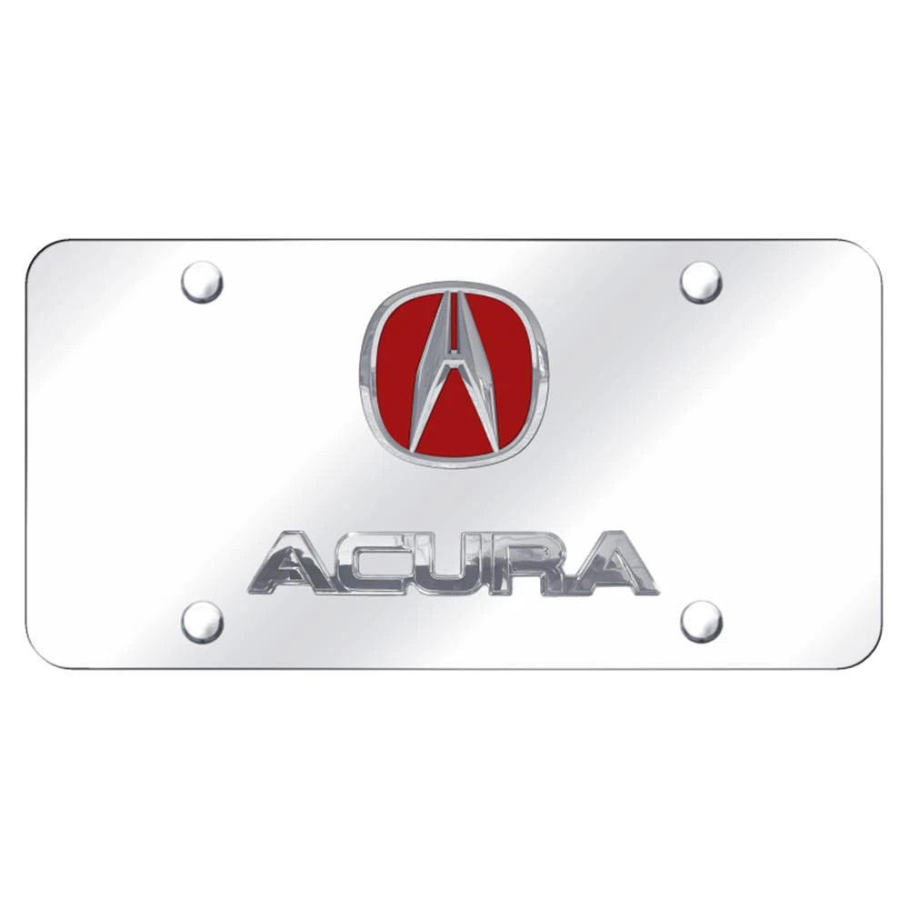 Dual Chrome/Red on Chrome License Plate - Officially Licensed for Acura