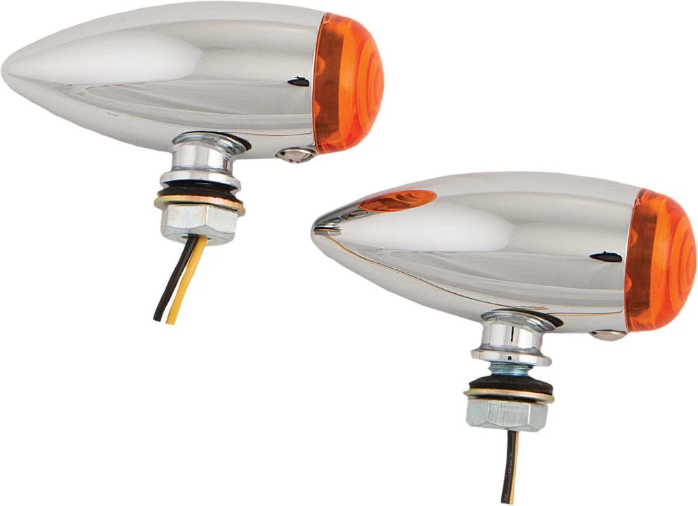 HardDrive LED Bullet Marker Light Chrome Amber Lens for V-Twin Harley
