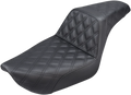 SADDLEMEN Step-Up Seat for Dyna (896-04-175) - Full Lattice Stitch - Black