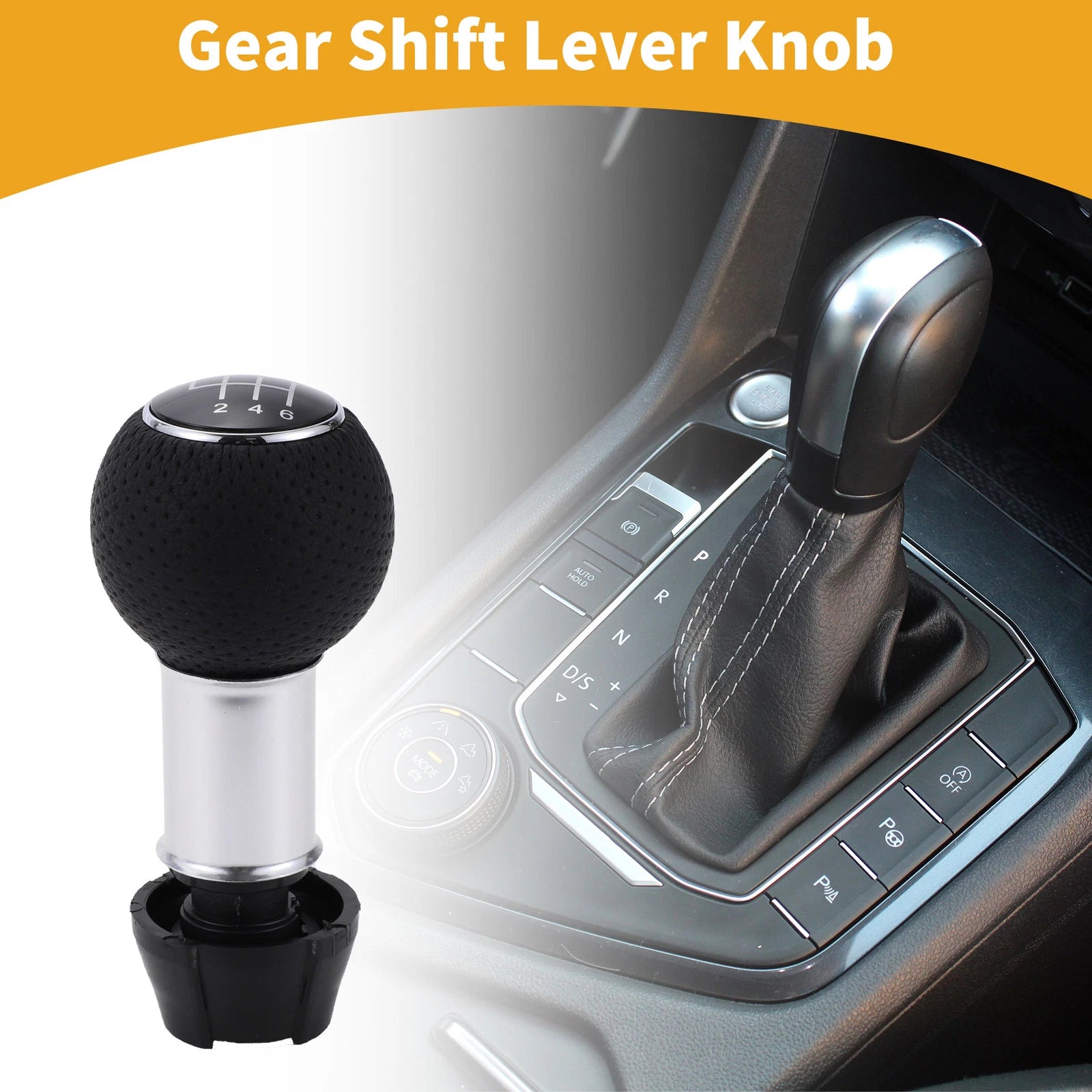 6 Speed Manual Gear Shift Knob for Audi A3 (2008–2020) Plastic Faux Leather Black