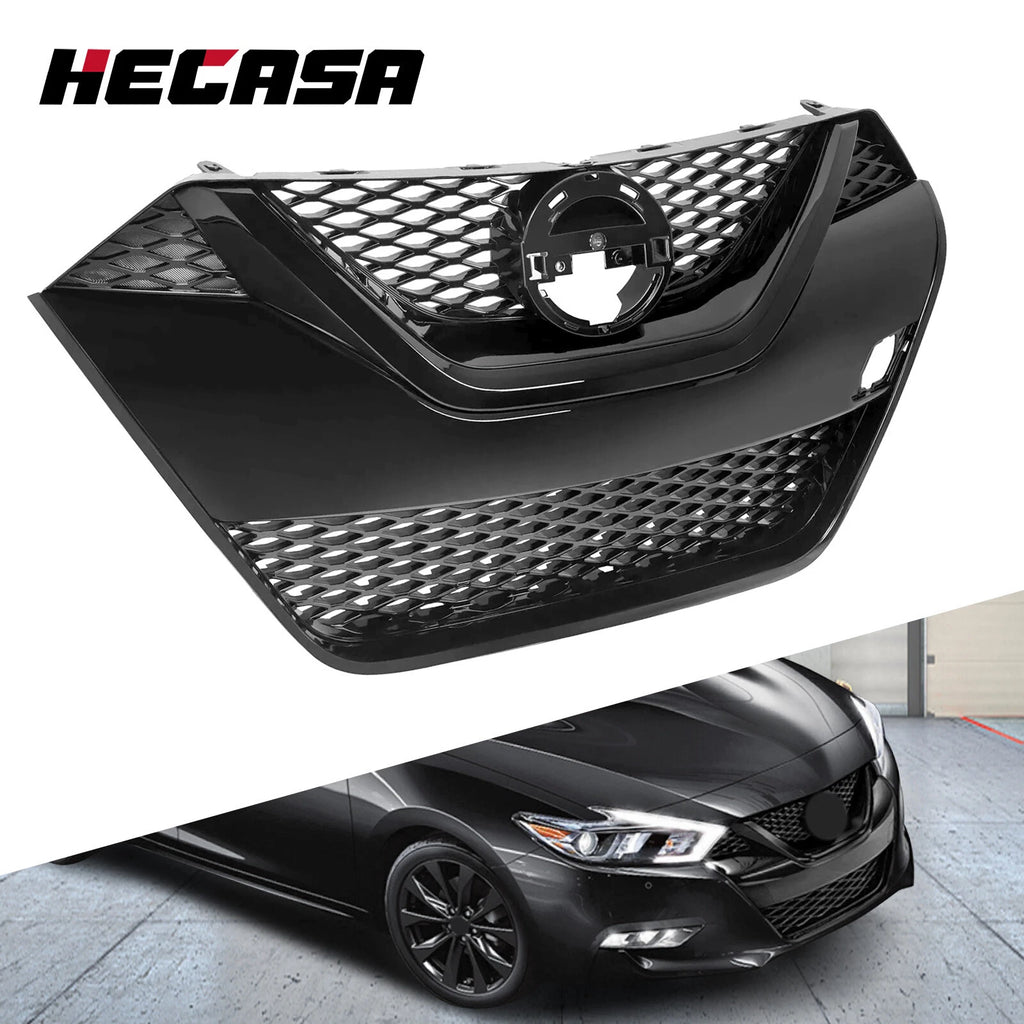 Glossy Black Front Bumper Upper Grille for Nissan Maxima (2016–2018)