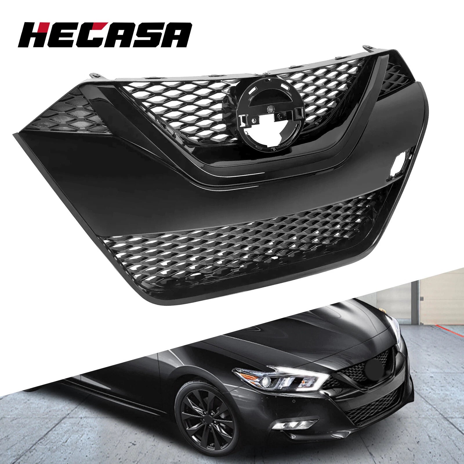 Glossy Black Front Bumper Upper Grille for Nissan Maxima (2016–2018)
