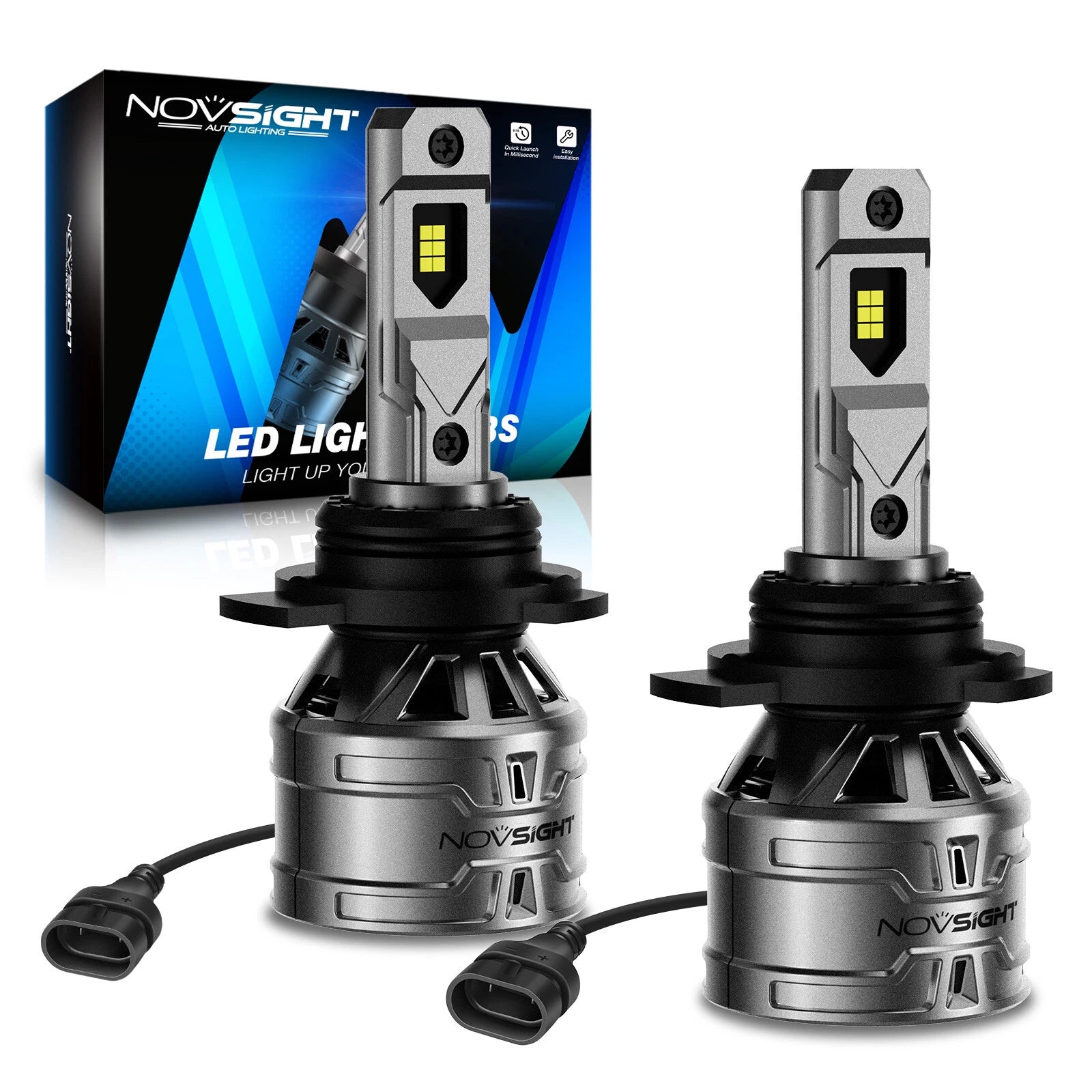 2X Novsight 9012 HIR2 LED Headlight Bulb 6500K for High Low Beam