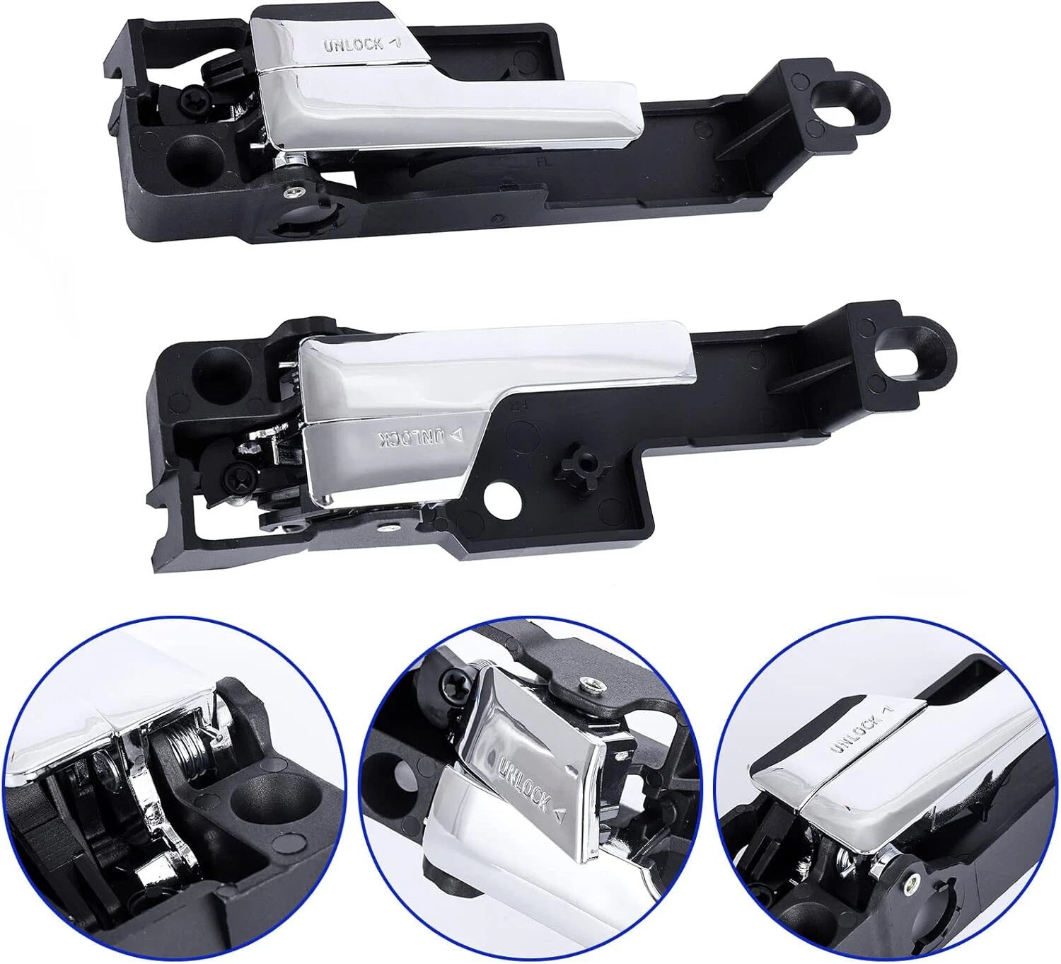 Chrome Interior Door Handle Pair Front Left Right for 2006-2012 Ford Fusion