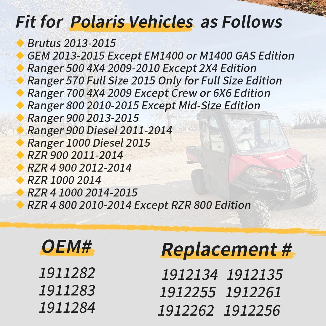 Front Brake Calipers & Pads for Polaris Ranger 500 570 700 800 900 1000 (2015–2023)