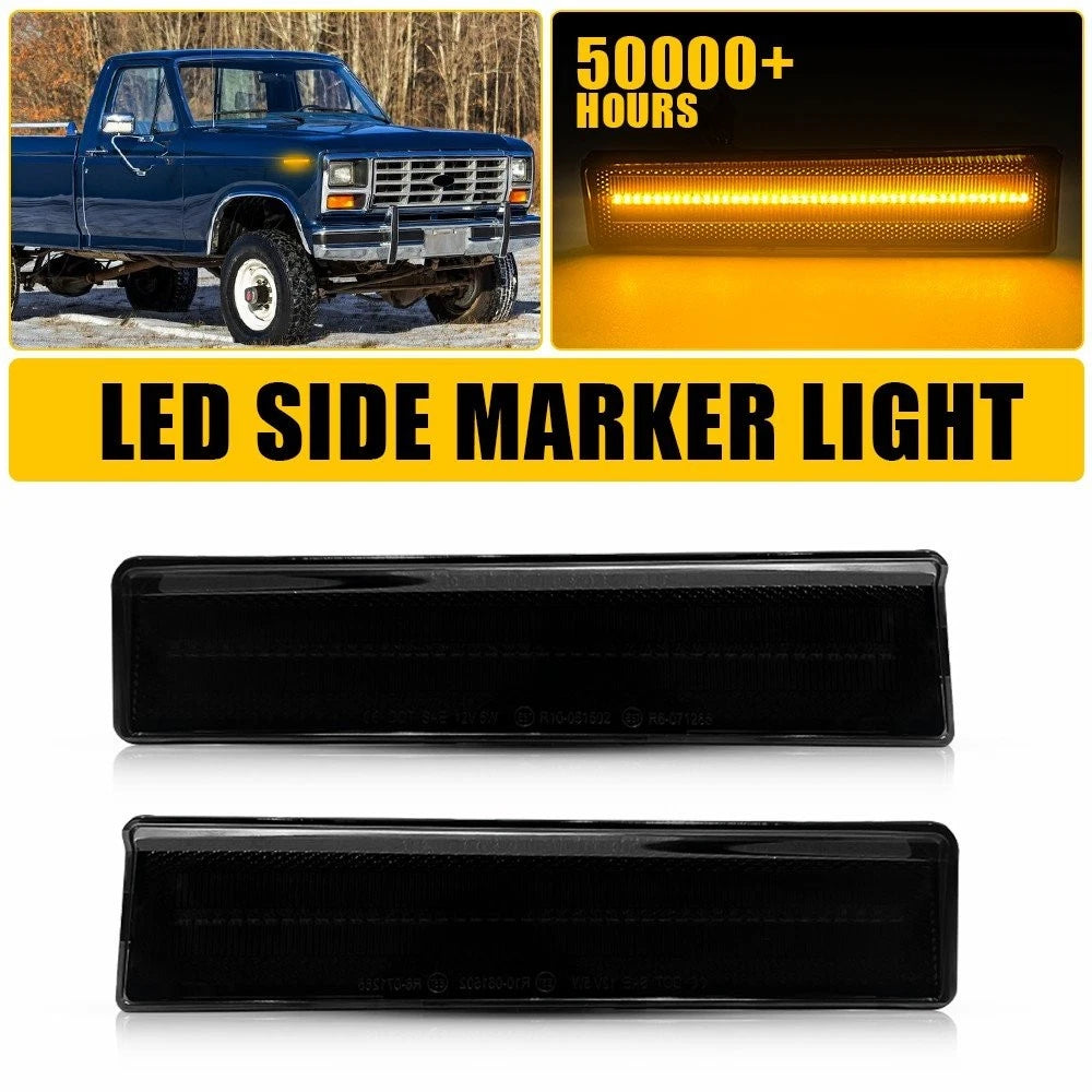 2X Smoked LED Side Marker Lights for Ford Bronco F-150 F-250 F-350 (1980–1986)