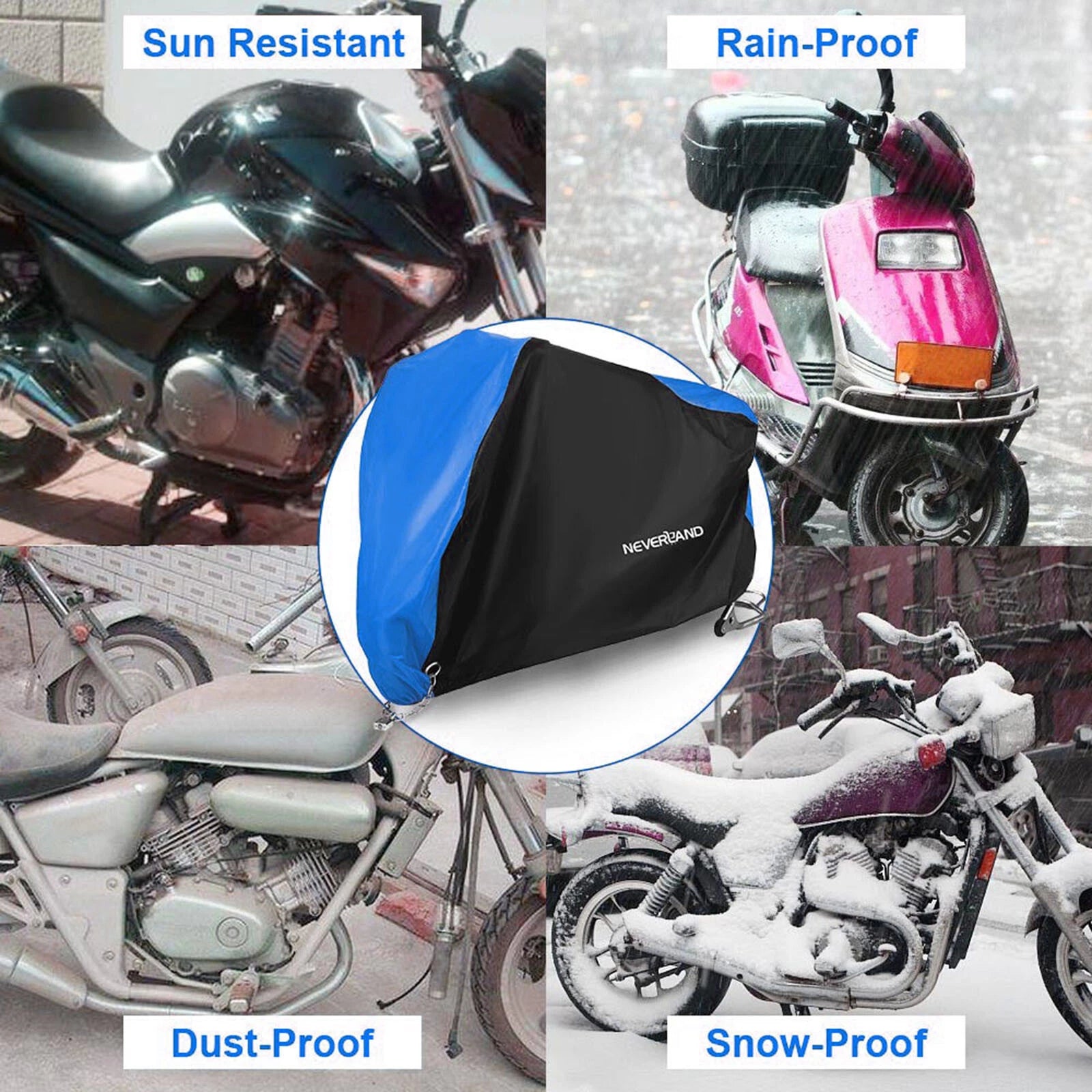 Motorcycle Cover for Neverland (118") Waterproof Dust UV Snow Rain Protect
