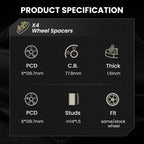 Set of 4 HubCentric Wheel Spacers for Dodge RAM 1500 (2019–Present) 6x5.5 1.5" 77.8MM