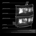 Black Clear Corner Headlights for Chevy Silverado 1500 (2014–2015)