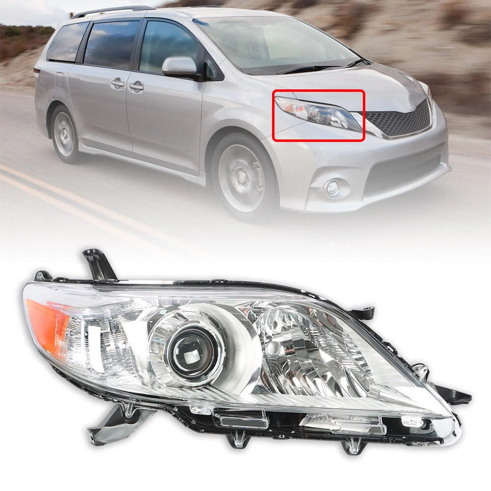 Right Side Headlight for Toyota Sienna (2011â2013) Chrome Housing