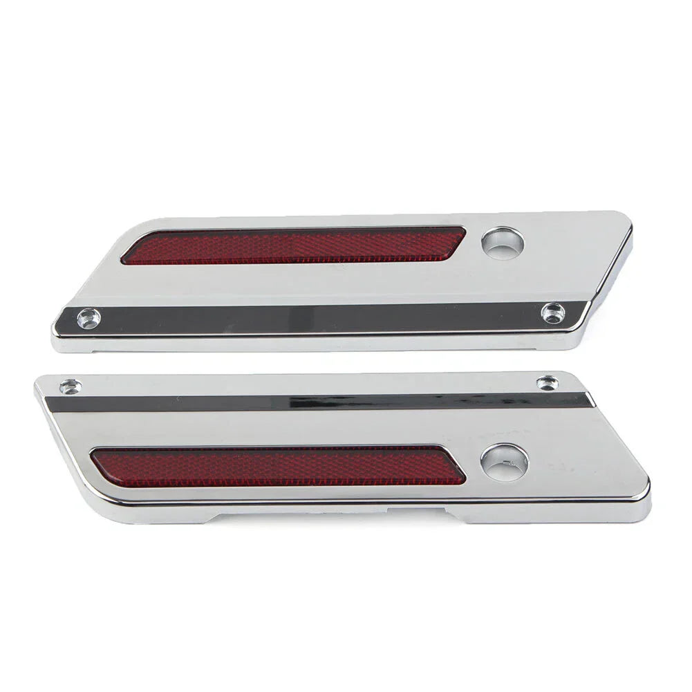 Saddlebag Latch Plate Covers with Red Reflectors for Harley Touring (1993-2013)