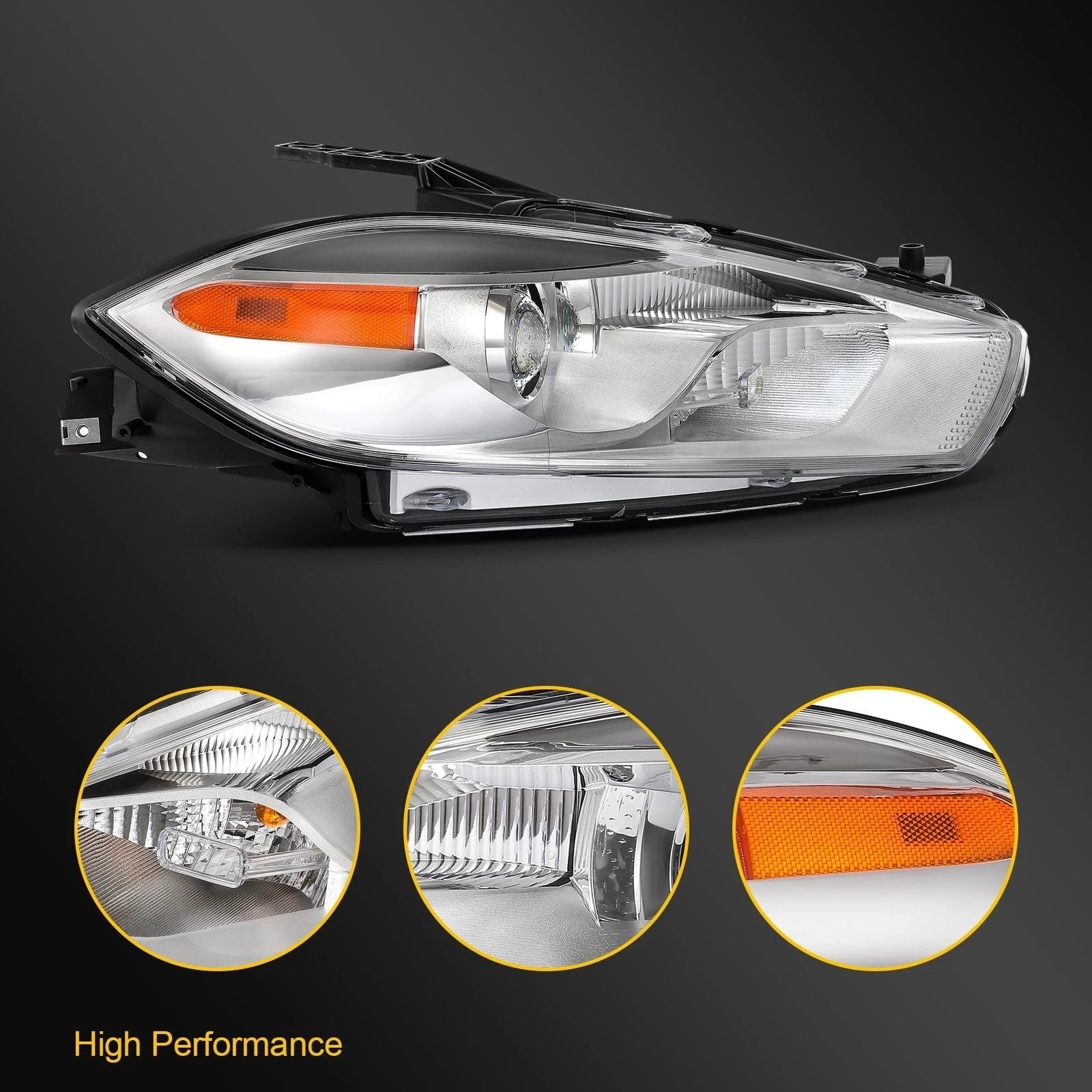 Left Side Headlight for Dodge Dart (2013–2016) Chrome Projector