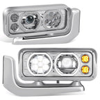 Projector LED Halo Ring Chrome Clear Headlight for Peterbilt 359 379 389 (1981–2021)