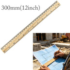Pine Wood Ruler 300mm with Engraved 0-30cm & 0-12inch Scales