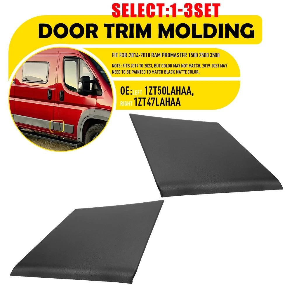 Set of 2 Gray Door Molding Trim for Ram ProMaster 1500 2500 (2014–2018)