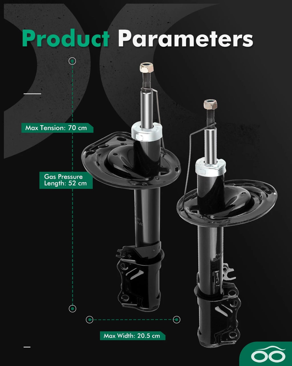 Set of 2 Rear Shocks Struts for Toyota Camry Avalon Solara (2006–2012)