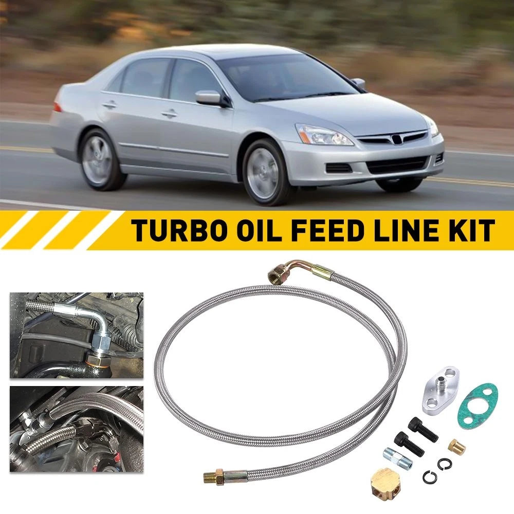 1/8 4AN NPT Turbo Cooling Oil Line Feed Kit for T3 T4 T04E (41")