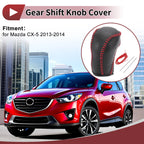 Gear Shift Knob Cover for Mazda CX-5 (2012–2023) Black Red Faux Leather