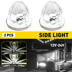 2X White LED Watermelon Clearance Marker Lights for 12V-24V Vehicles