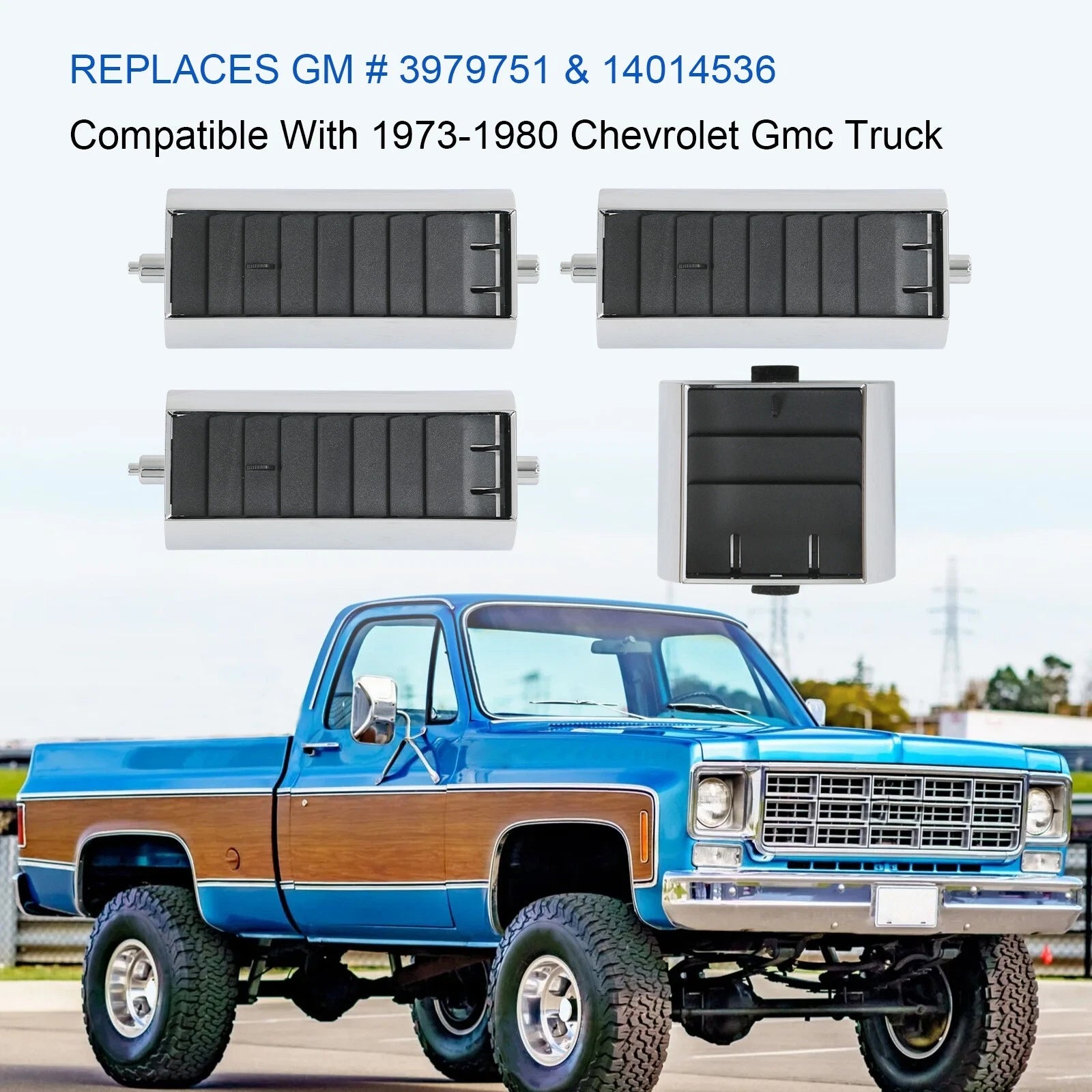 Set of 4 A/C Dash Vents for Chevy GMC Truck (1973–1980)