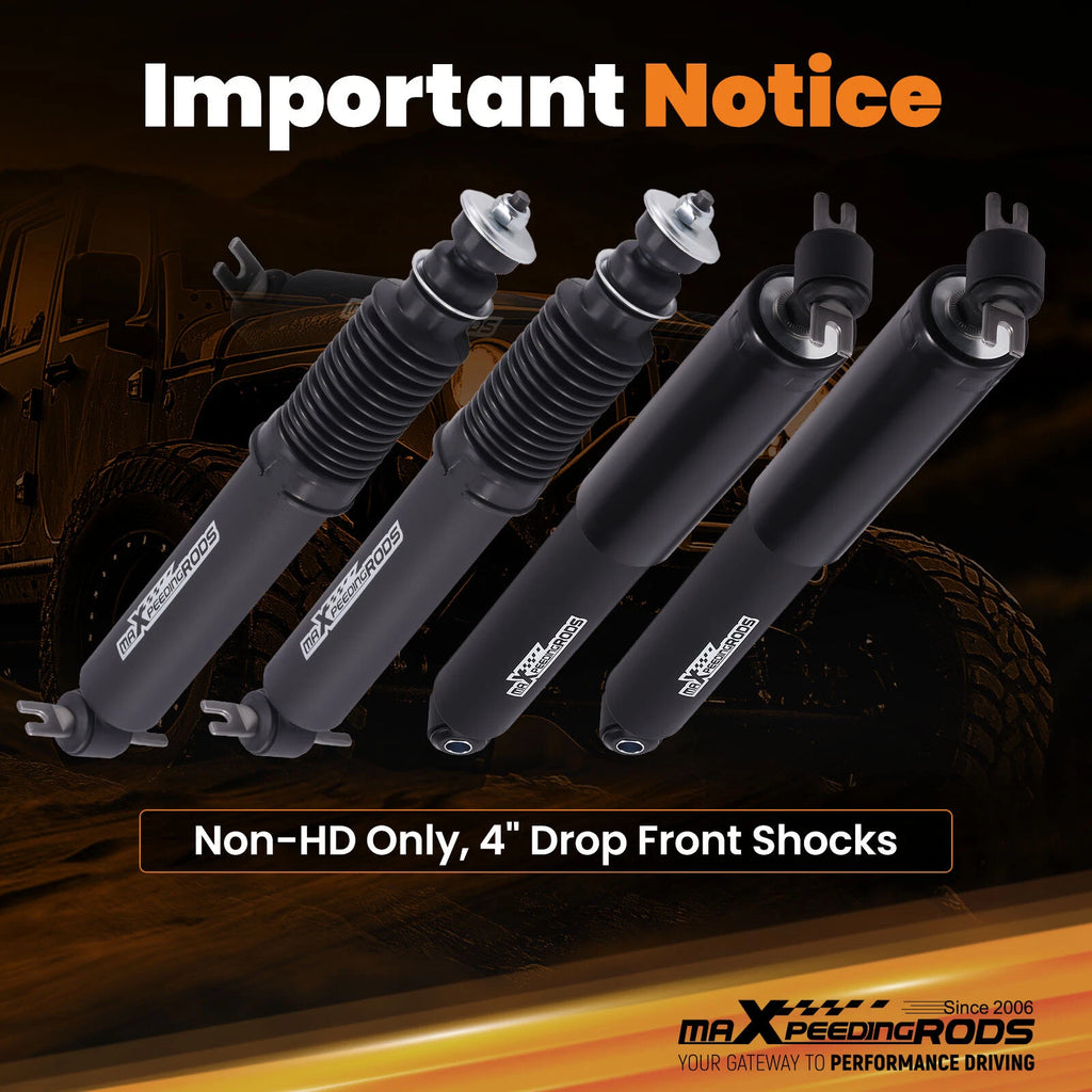 Set of 2 Front 5" & Rear 7" Drop Shocks for Chevy GMC C1500 Silverado Sierra (1988–1998)