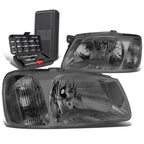 Pair of Smoked Housing Clear Side Bumper Headlights for Hyundai Accent (2000–2002)