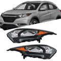 Set of 2 Headlights for Honda HR-V (2016–2018) Halogen Clear Lens