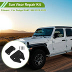 Set of 1 Sun Visor Repair Kit for Dodge Ram 1500 (2019–2023) Aluminum Alloy Black