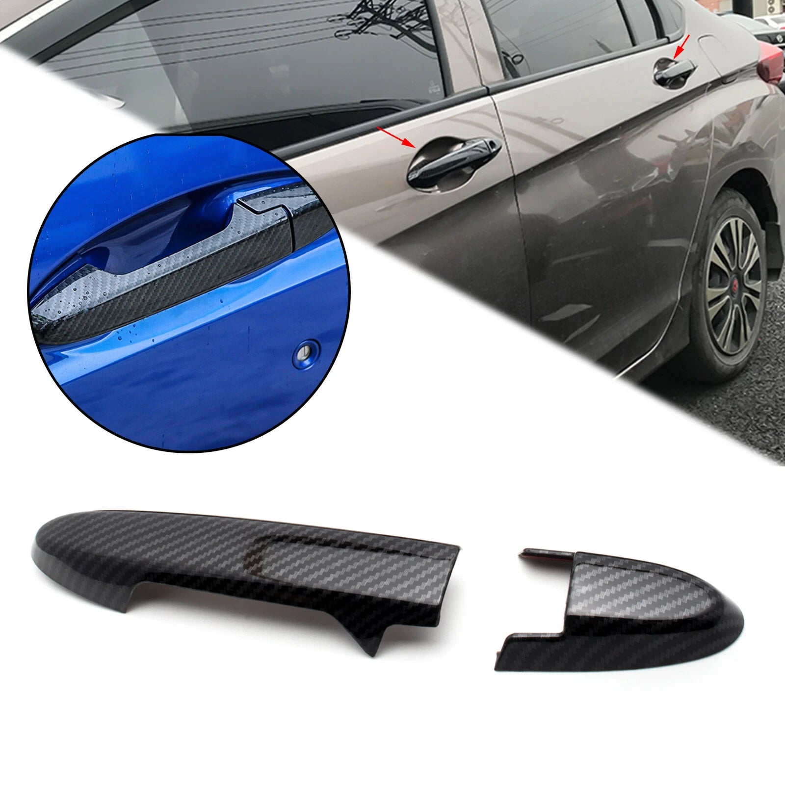 Carbon Fiber Side Door Handle Cover Trim for Honda Fit (2014–2020)
