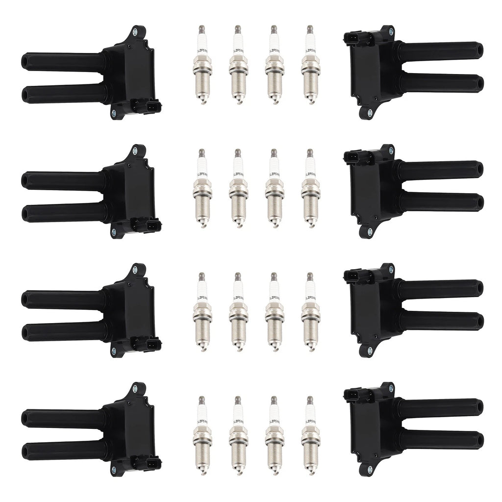 8pcs Ignition Coil & 16 Spark Plug for Chrysler Dodge Charger Ram Jeep (N/A)