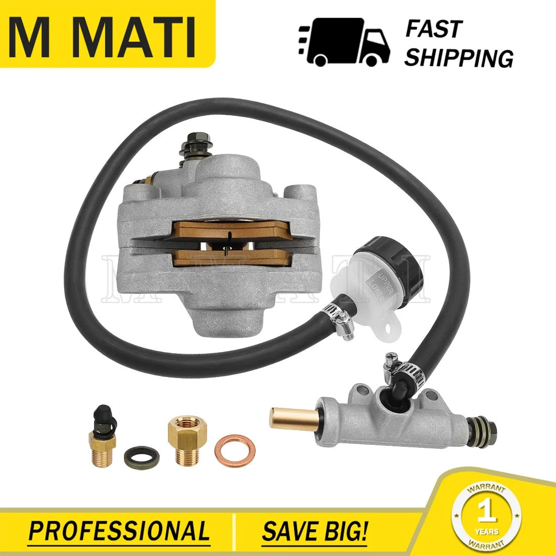 Rear Brake Master Cylinder & Caliper w/Pads for Polaris Scrambler 500 (1998–2004)