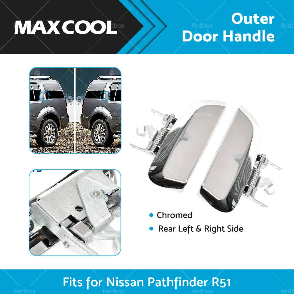 Chrome Rear Outer Door Handle LH+RH Pair for Nissan Pathfinder (2005–2012)