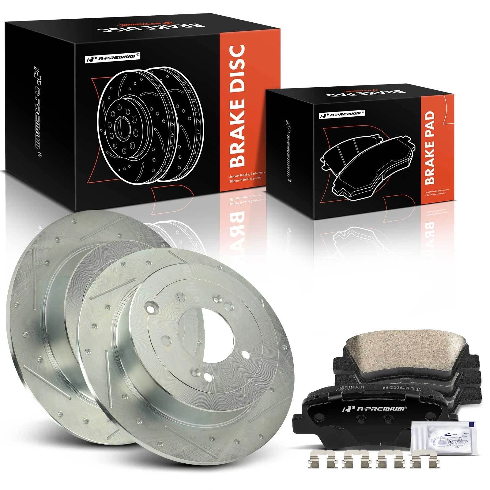 Set of 2 Rear Drilled Brake Rotors & Ceramic Pads for Hyundai Tucson
