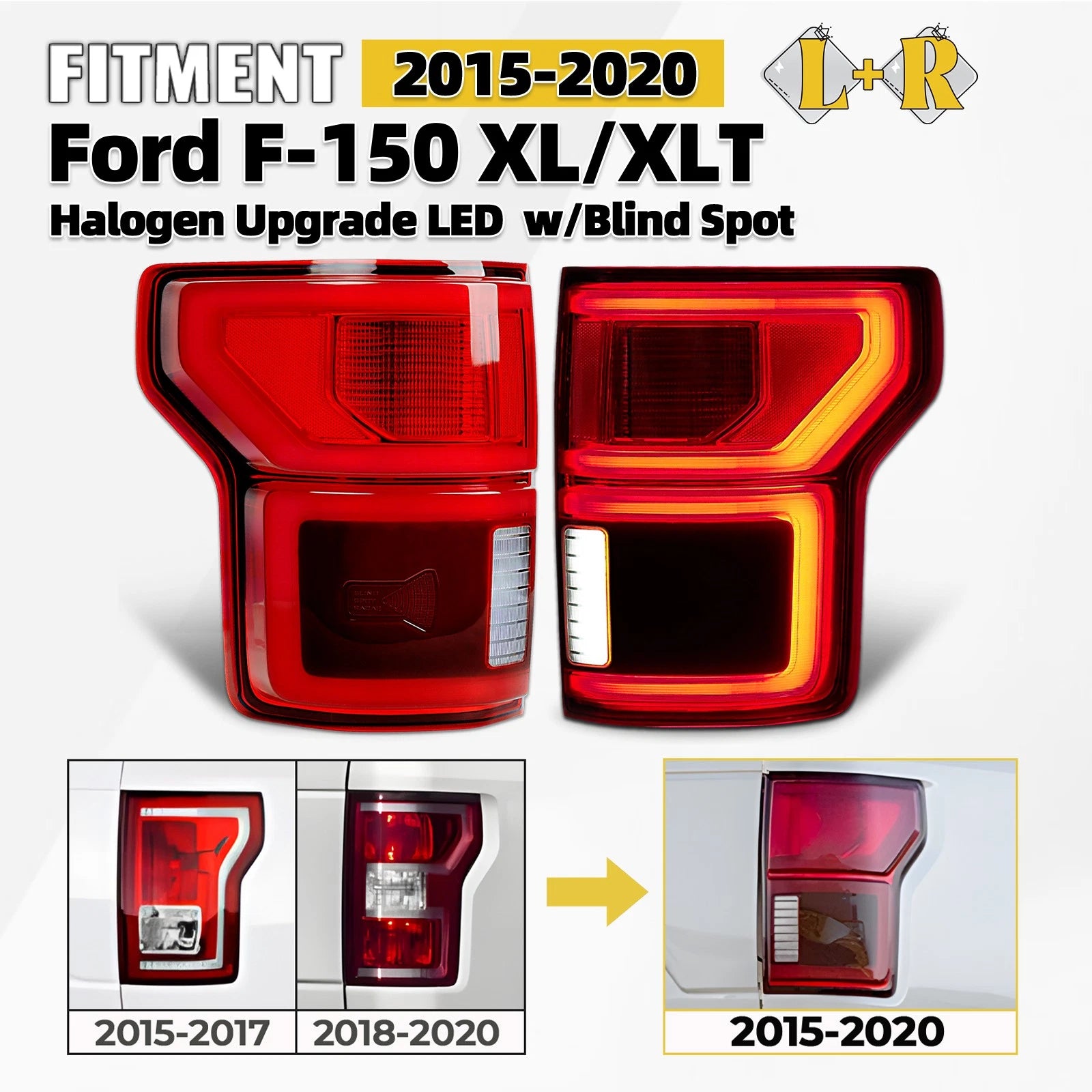 Tail Light Upgrade Pair for Ford F-150 (2015–2020) Blind Spot Style