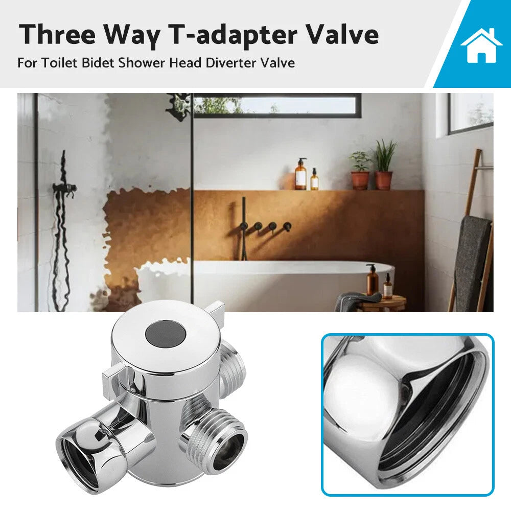 3-Way T-Adapter Valve for Toilet Bidet Shower Head (1/2 in)