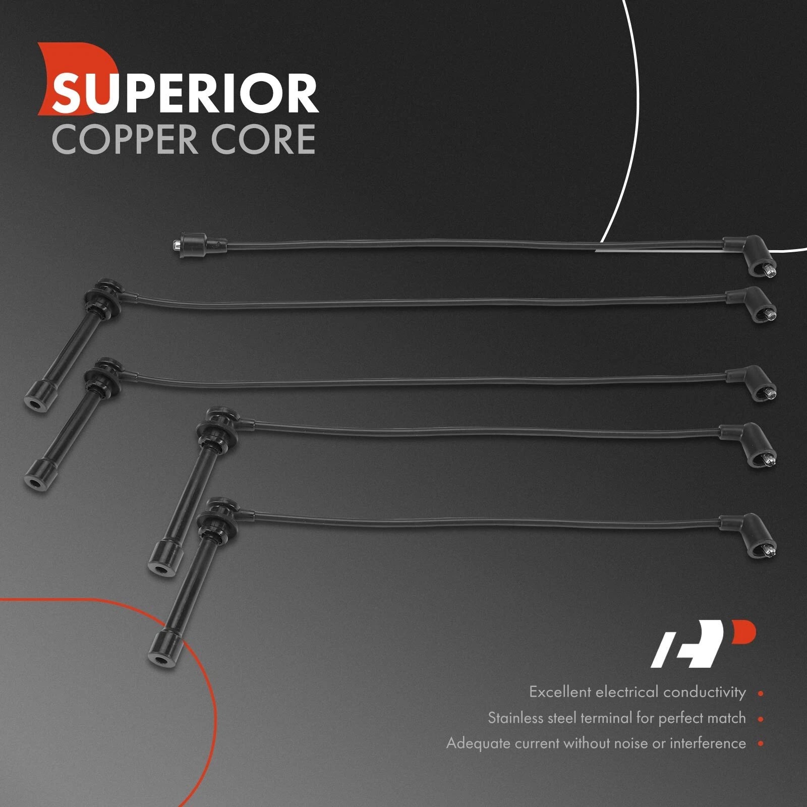 Set of 5 Spark Plug Wire Sets for Nissan 240SX L4 2.4L (1989–1998)