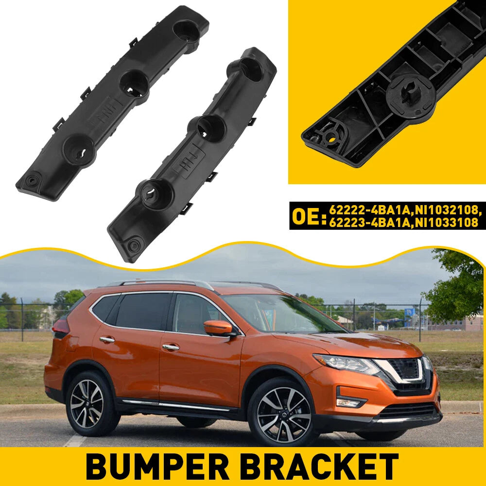 Set of 2 Front Bumper Support Retainer Brackets for Nissan Rogue (2014–2019)
