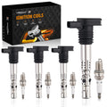 Set of 4 Ignition Coils + Spark Plugs for Audi TT A4 A6 2001–2006 UF437