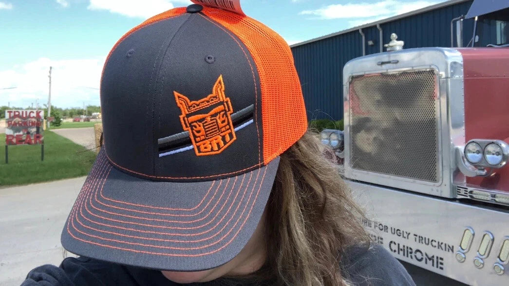 Snapback Hat for Big Rig Trucks BRT Richardson 112 (Charcoal/Neon Orange)