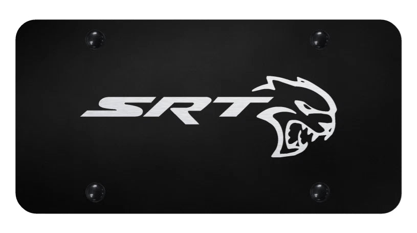License Plate Frame Black Stainless Laser Etched SRT Logo for Dodge Hellcat (2015–2023)