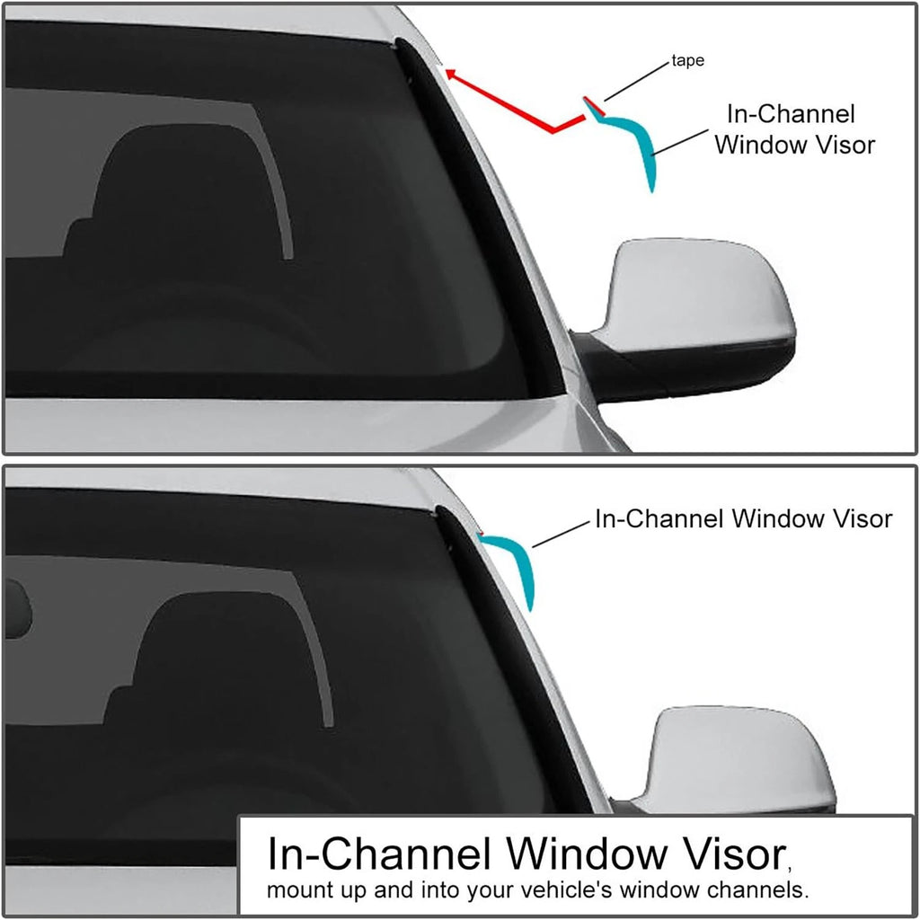4PCS In-Channel Window Visors for Toyota Tacoma Double Cab (2016–2023)