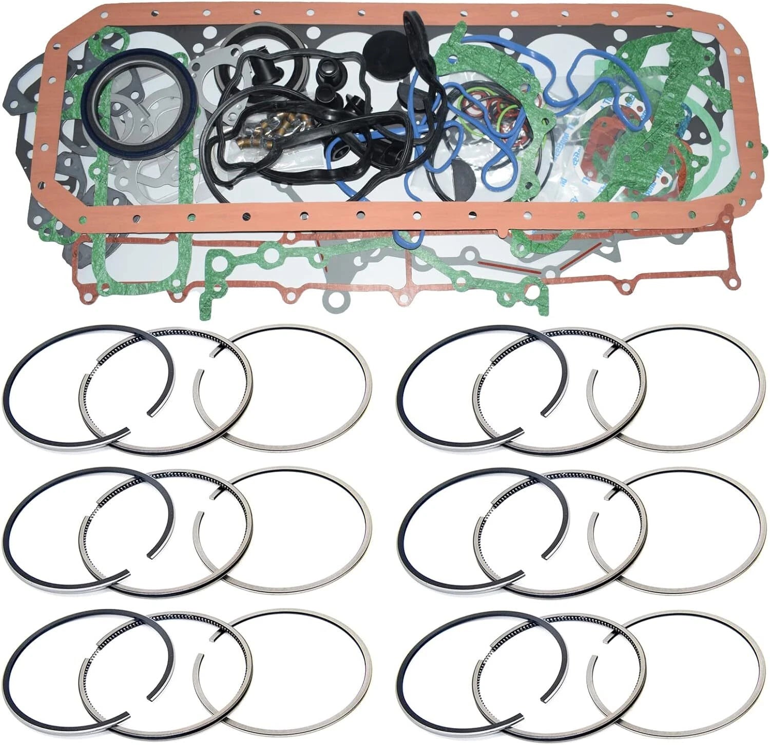 Full Gasket Kit + 6X Piston Rings for Caterpillar C7.1T (325D, 329D, 323D2)