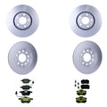 Set of 4 Hella Front Rear Rotors Low-Met Disc Brake Pad Kit for A4 Quattro (1996–2001)