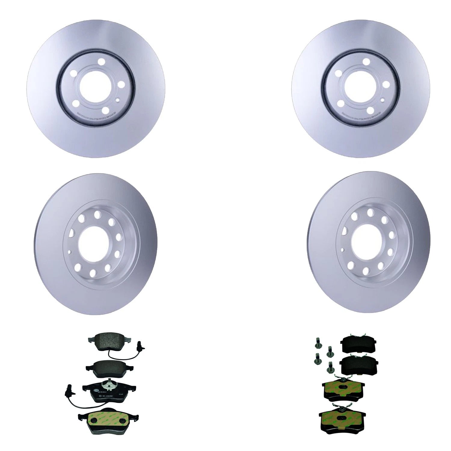 Set of 4 Hella Front Rear Rotors Low-Met Disc Brake Pad Kit for A4 Quattro (1996–2001)