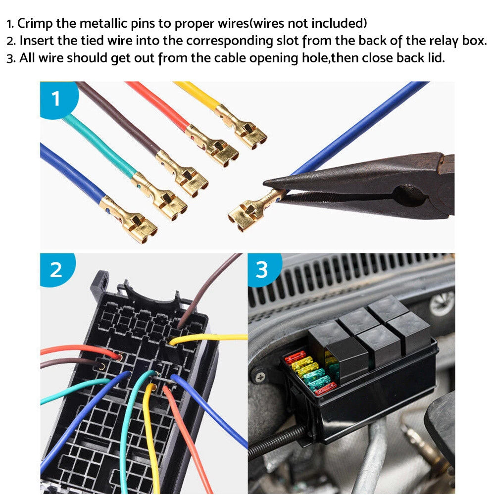 6-Way 12V Waterproof Fuse Relay Holder Box with ATC Fuse (40A)