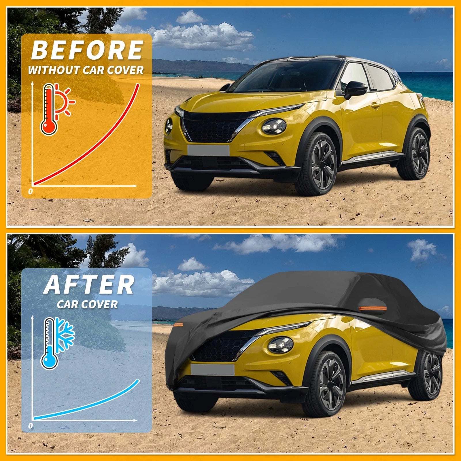 Waterproof Car Cover for Nissan Juke (2010–2019) 210D-PU with Zipper