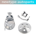 SBC Chrome Power Steering Pump Kit with Bracket & Pulley for SB Chevy