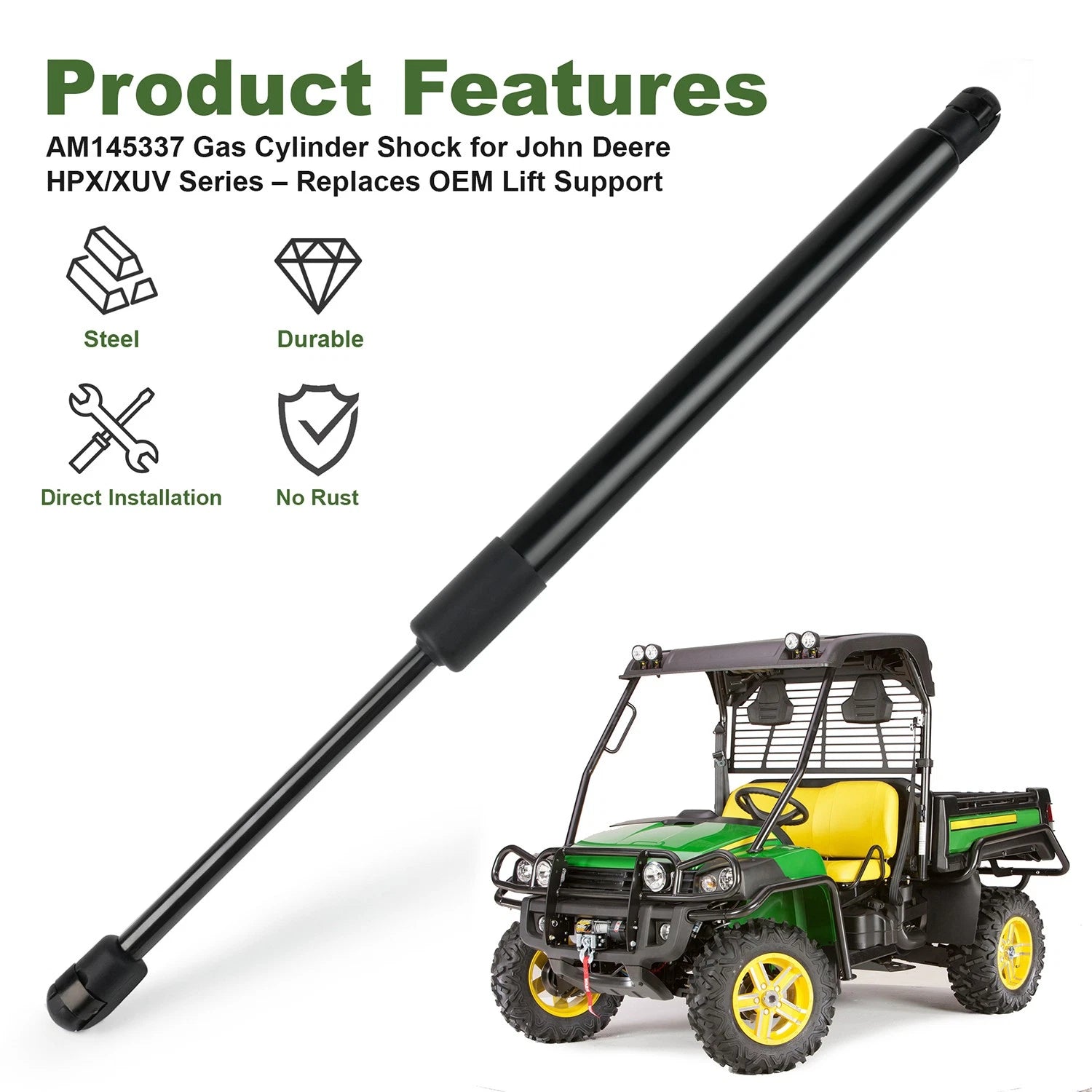 Heavy Duty Gas Lift Cylinder AM145337 for Gator XUV625i 825i 835R 855M (2013–2023)