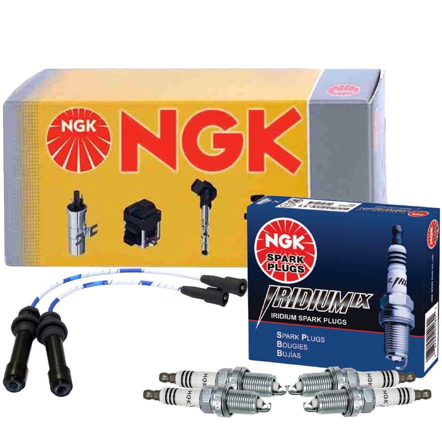 Set of 4 NGK Iridium IX Platinum Spark Plugs for Mazda Protege (1999–2001)